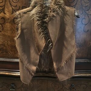 Dolce Cabo Faux Fur Trimmed Brown Vest-